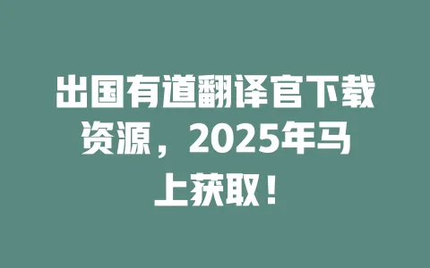 出国有道翻译官下载资源,2025年马上获取! 一