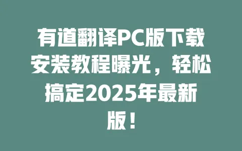 有道翻译PC版下载安装教程曝光,轻松搞定2025年最新版! 一