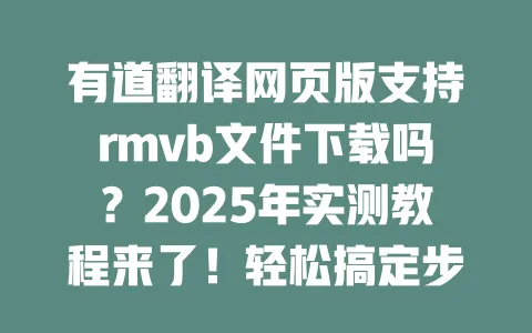 有道翻译网页版支持rmvb文件下载吗？2025年实测教程来了！轻松搞定步骤 一