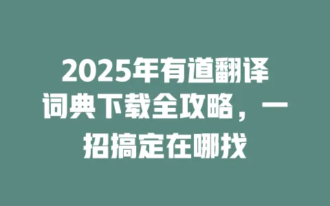 2025年有道翻译词典下载全攻略,一招搞定在哪找 一