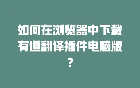 如何在浏览器中下载有道翻译插件电脑版? 一